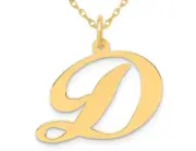 10K Yellow Gold Fancy Script Initial -D- Pendant Necklace Charm with Chain