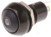 Apem MINIATURE PUSH BUTTON SWITCH Latching SPST Solder, Illuminated BLACK/GREEN