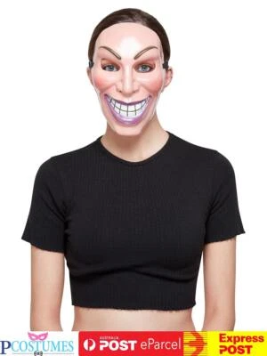 Female Smiler Mask Adult Halloween The Purge Costume Scary Fancy Dress Up