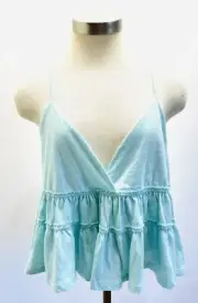 NWT SO GOODS FOR LIFE Juniors Sleeveless Straps Pullover V-Neck Blue Top Sz XXL
