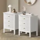 Oikiture Bedside Tables Set of 2 Side End Storage Furniture Nightstand White