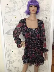 Talulah La Maison Ardour Mini Dress midnight rose print Womens Size M RRP$280