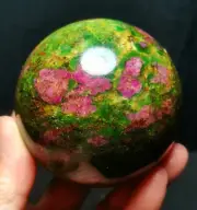 RARE 493.5G Natural Polished Grandmother Green Ruby Crystal Ball Healing R329