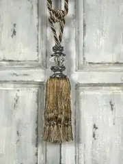Pair 2 pieces Curtain Tie Backs - 30cm Tassel with faceted glass top - Chocolate Latte