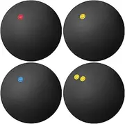 Toddmomy 4 Pcs Squash Balls, Double Yellow Dots, Single Yellow Dots, Single Red Dots, Single Blue, Sports Squash Ball High Bounce Squash Ball for Beginners and Training
