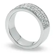 1.50 CT. T.W. Natural Diamond Triple Row Anniversary Band in Solid 14K White Gold