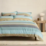 Sheridan Reilly Club Stripe Quilt Cover Set in Blue Grass Cotton