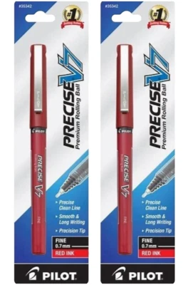 Pilot Lot/2 Precise V7 Rolling Ball Pen 0.7mm Fine Red Office School Home