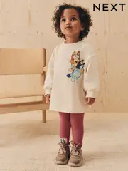 Ecru White Bluey Long Sleeve Top and Leggings Set (3mths-7yrs) (AP5267) | $39 - $44