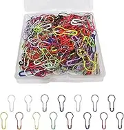 200Pcs Colored Bulb Safety Pins, BetterJonny Bulk Metal Pear Shaped Pins Assorted Color Knitting Stitch Markers for Clothes Sewing Making Craft with Storage Box