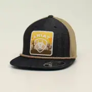 Ariat Mens Snap Back Baseball Hat with Denim Cactus Patch Logo Flex Fit 110