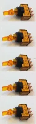ILLUMINATED SPST TOGGLE SWITCH ON/OFF 20 AMP 12VDC COLOR (5 PACK, AMBER)