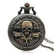 Bronze 2ND AMENDMENT Quartz Pocket Watch Analog with Necklace Chains Men Gifts