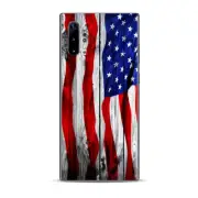 Skins Decal Wrap for Samsung Note 10 Plus American Flag on Wood