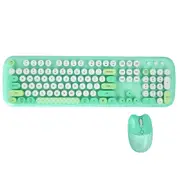 ANYMOB Bluetooth Keyboard And Mouse Combo Set Green Retro Design Wireless Soft Touch Keys