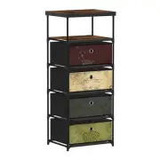 Storage Drawers Units, 4 Drawers Nightstand with Shelves, Small Fabric