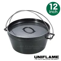 在飛比找momo購物網優惠-【日本 UNIFLAME】12吋黑皮鑄鐵荷蘭鍋具4.5mm厚