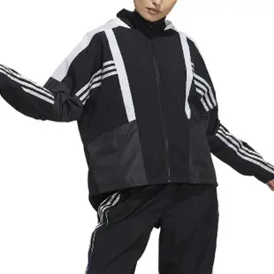 【adidas 愛迪達】外套 Sport Jacket Color 女款 愛迪達 連帽外套 尼龍平紋布 輕盈 黑 白(H09730)