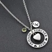 KETIME Engrave Friends Forever Best Circle with Heart Urn Pendant for Ashes Stainless Steel Memorial Urn Jewlery Cremation Necklace