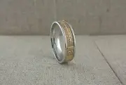 10K Yellow My Soulmate in Ogham with Sterling Silver Trim Irish Boru size 14