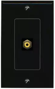 RiteAV 1 Port RCA-YELLOW Female-Female Decorative Wall Face Plate [Black]