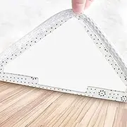 Sahhika Rug Tape, 10 Pcs Double Sided Non Slip Reusable Rug Stopper, Washable Rug Tape for Hardwood Floors, Tile Floors, Carpets, Floor Mats, Wall (Peal White)