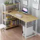 【曼德家居】側櫃書架桌(快速組裝/X型加固/加厚板材/多層置物)書桌/辦公桌/電腦桌/工作桌/兒童桌