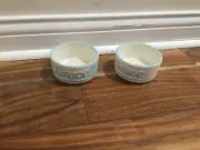 2 NEW AMICI HOME Dixie Kitchen SAUCE RAMEKINS CERAMIC BLUE RAISED LETTERS 4X2''