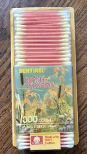 Vtg Cotton Swabs Sentinel Collectible Advertising Senti swabs Rare Prop Pink