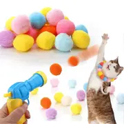 Cat Toy Ball Labor Pistol, Cat Purchase Toy Weapon Shooter, 20 Pump Pom Pom Balls and Plush Ball Shooting Weapon, Interactive Toys for Closed Cats