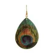 Peacock Printed Feather Earrings