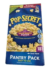 Pop Secret Popcorn Movie Theater Butter 3.0 Ounce Microwave Bags 18 Count Box