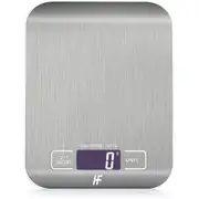 Digital Kitchen Scales Food Scale with Stainless Steel Platform Electronic Cooking with Backlit LCD Display Multifunction for Home Office Use 5kg 1g 11lb (Stainless Steel White)