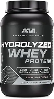Amazing Muscle Ultra Pure Hydrolyzed Whey Protein Isolate * Supports Lean Muscle Growth & Rapid Recovery (Cookies & Cream)