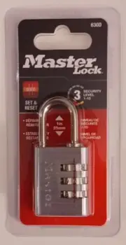 Master Lock with 3 Number Combination Padlock Set and Reset Master Lock 6300