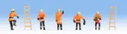 Noch 15022 HO/OO Gauge - Fire Brigade Figures with Orange Uniforms & Accessories
