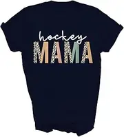 [TiQi] Leopard Hockey Mama Mom Life Field Ice Hockey Player Game Mothers Day Gift Unisex Shirt Women Men T-Shirt (Navy;2XL)