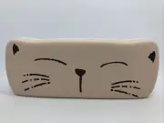 NEW Beige And White Cat Face on a Hard Clamshell Eyeglasses Case