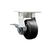 4 Inch Kingpinless Rubber on Steel Wheel Swivel Caster with Brake Service Caster