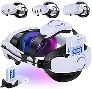Battery Head Strap 15000mAh for Meta Quest 3/2,Elite Starp Replacement Extend Playtime for Oculus Quest 3/2 with Rechargeable Battery 2 Pack,Charging Dock,Double Adjust Knob Enhanced Support&Comfort