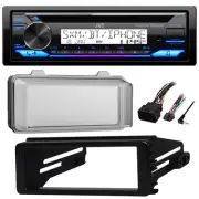 JVC KD-T92MBS 1-DIN Bluetooth USB CD Player Receiver, Harley Install Kit, Cover