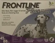 FRONTLINE Plus Flea and Tick Treatment for Large Dogs (45-88 Pounds) 3 doses