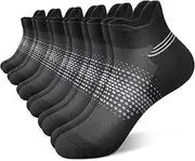 [PAPLUS] 6 Pairs Ankle Compression Running Socks for Women, Cushioned Low Cut Athletic Socks with Tab