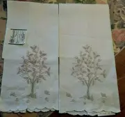 Vintage KEEPSAKE Madeira Linen Fingertip TOWEL Pink Grey Flower Tree NOS LOT 2