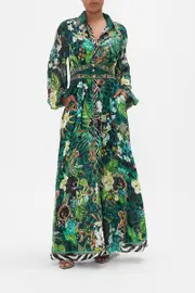 WAISTBAND LONG DRESS WITH COLLAR SING MY SONG