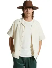 [Brixton] Bunker Linen Blend Short Sleeves Shirt in White