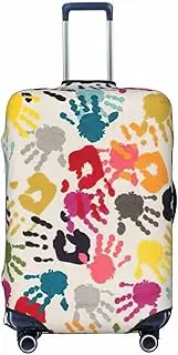 [CADREWY] Hand Print Print Travel Suitcase Cover Luggage Protector with Elastic Anti Scratch for Carry On, Black, X-Large