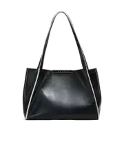 Black leather Cresta E/W small tote bag One size black