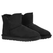 Kirkland Signature Ladies Shearling Scalloped Edge Boot -BLACK Size 6