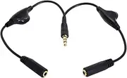 CY 3.5mm Stereo Male to Double 3.5mm Female Audio Headphone Y Splitter Cable with Volume Control Switch
